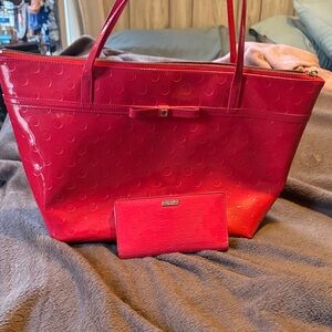 Kate Spade Vibrant red Tote with Wallet